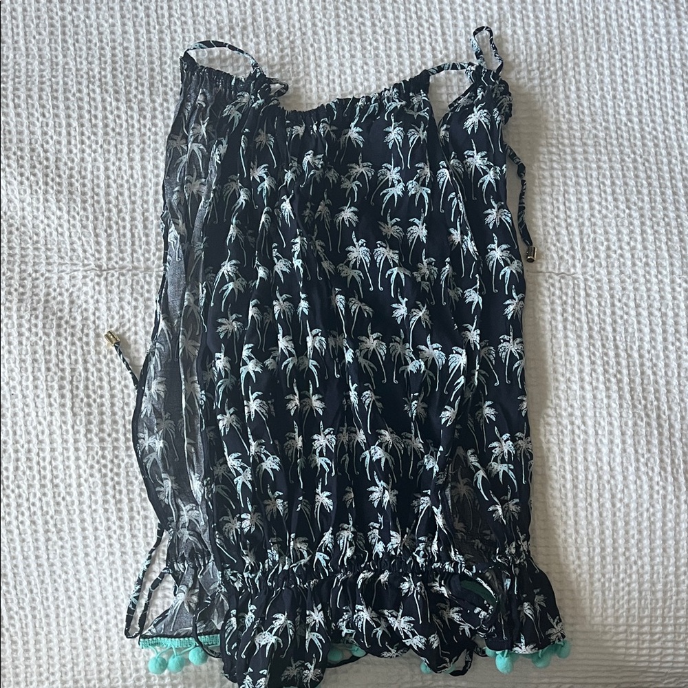Beach Bunny Black and White Palm Print Top